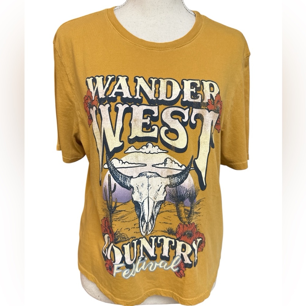 Gold Rush Wander West Country Festival Gold Graphic Shortsleeved Teeshirt M EUC